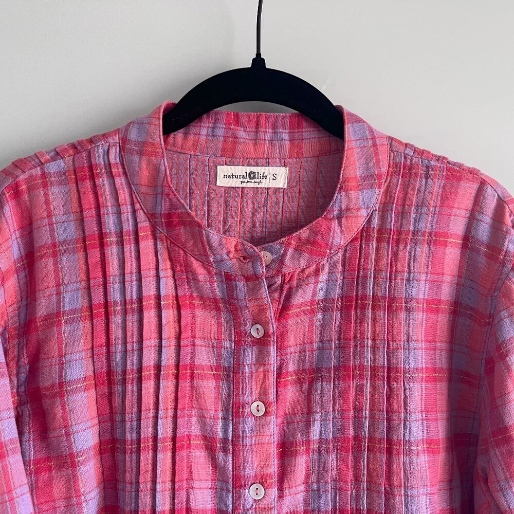 Natural Life Montana Cotton Top Pink Lavender Plaid Size Small NWOT - Picture 5 of 7